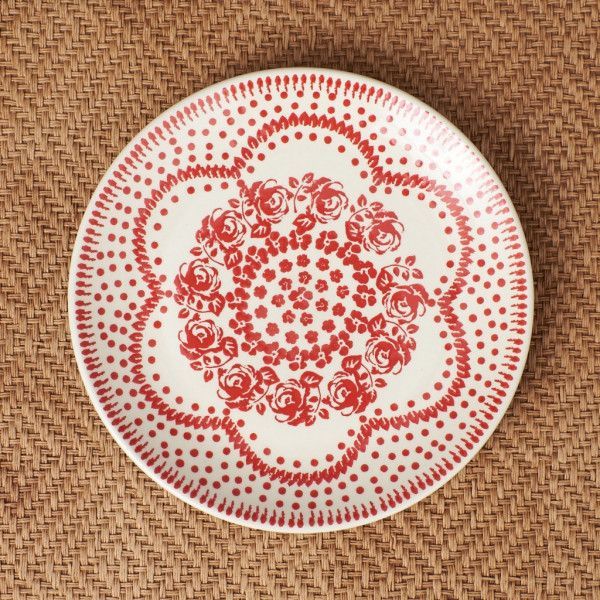 IZ56070S★Assiette de poterie polonaise, rouge, motif floral, 22 cm, plaque, Vaisselle polonaise, poterie faite à la main, Fabrication, Vaisselle de style occidental, plaque, plat, autres