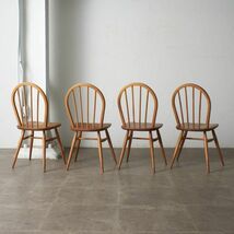 IZ70119F★4脚セット ercol フープバックチェア 4本 スポーク アーコール ダイニングチェア 英国ヴィンテージ 曲木 椅子 エルム イギリス_画像3