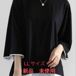 重ね着風　クルーネックTシャツ トップス　　　　　　新品、未使用