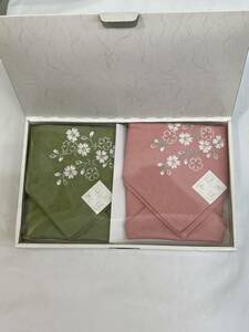 [#3678]. cheek . small furoshiki set green & pink unused goods NISHIO&CO.,LTDnisio