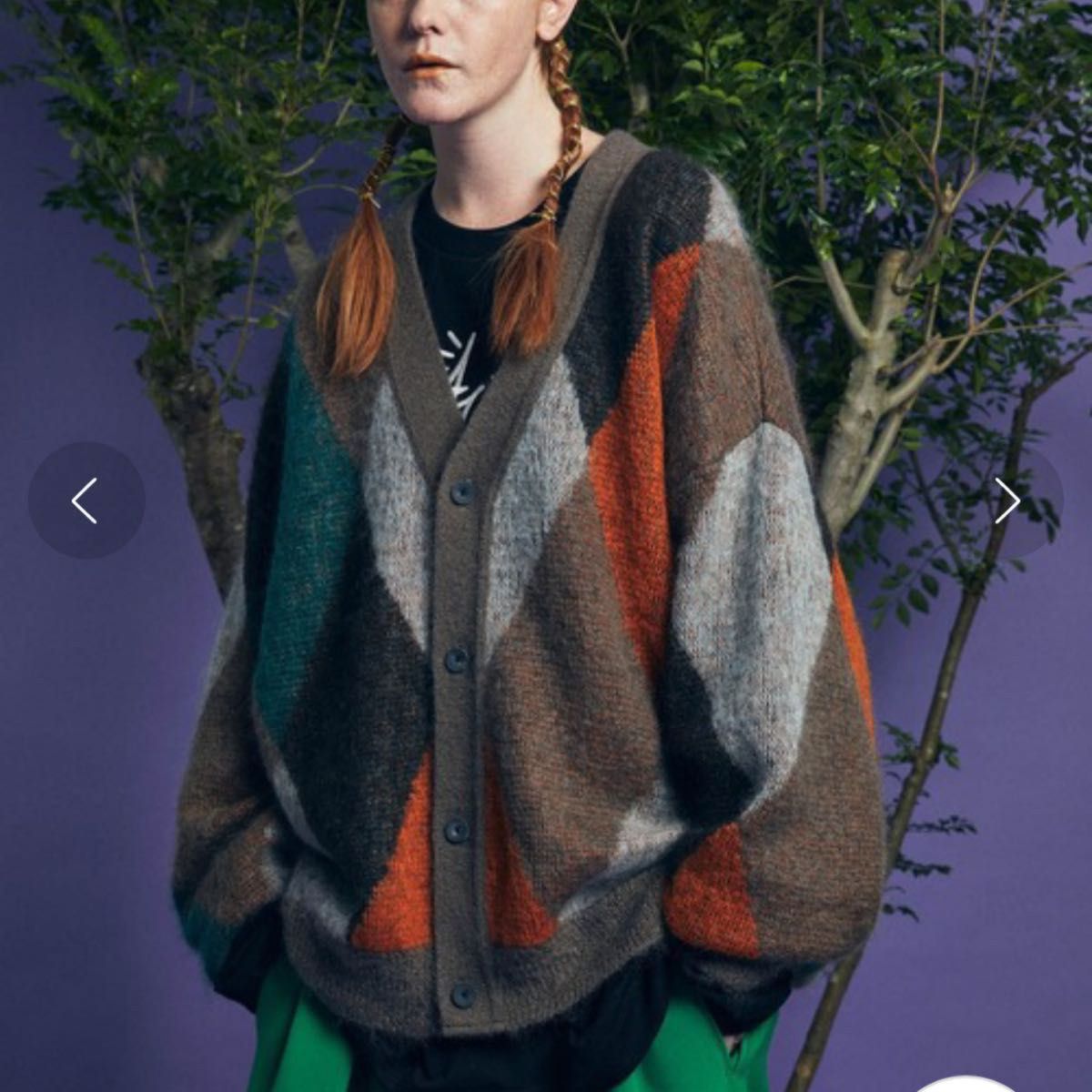 極希少 19AW NEEDLES モヘアカーディガン アーガイル グリーン 緑