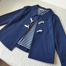 ギャップ GAP ショート コート M ゆったり身幅50 ポケット 可愛いボーダー柄裏地 ネイビー●レタープラス520円ほか セール_画像1