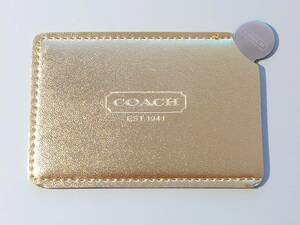【新品・未使用】 COACH ミラー ゴールド レザーケース付き 鏡 薄い かわいい