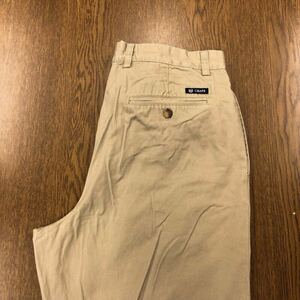 【EI120】CHAPS W34 L32 ツータック チノパンツ ワークパンツ ベージュ メンズブランド古着 チャップス 送料無料