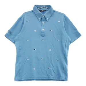 MUNSING WEAR マンシングウェア 半袖ポロシャツ ボタンダウン フラッグ刺繍 ブルー系 L [240001835095] ゴルフウェア メンズ