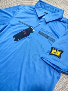 新品 未使用 SRIXON スリクソン Z-STAR 半袖 ポロシャツ M ブルー 青 吸汗速乾 涼しい 紫外線カット サンスクリーン ゴルフ メンズ