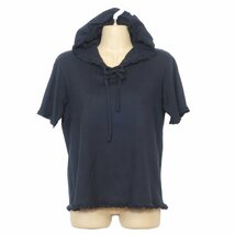 WonderfulWorld ワンダフルワールド★肩パッド付♪半袖 フード付き カットソー Tシャツ 黒系＊z4066_画像1