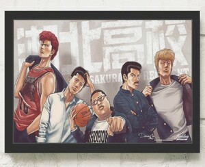 Art hand Auction Slam Dunk Гобелен Картина Сакураги Ханамичи Сакураги банда холст хлопчатобумажная ткань в рамке, S ряд, Слэм Данк, другие