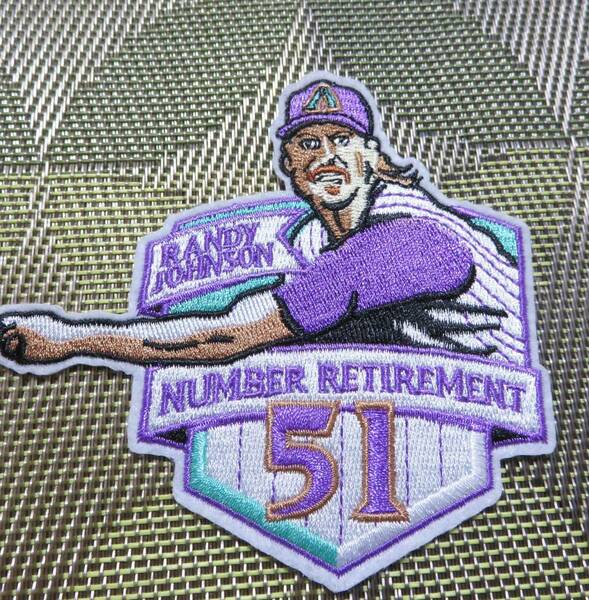  紫白DB51◆新品MLBアリゾナ・ダイヤモンドバックスD-Backsランディ・ジョンソン＃５１野球　ベースボール 刺繍ワッペン◎メジャーリーグ