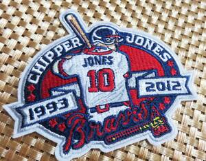 赤紺10■激渋MLBアトランタ・ブレーブスAtlanta Braves Chipper Jonesチッパー・ジョーンズ野球ベースボール刺繍ワッペン◎メジャーリーグ