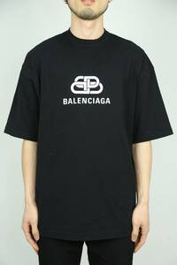 バレンシアガ　BALENCIAGA　BB ロゴ　オーバーサイズ　Tシャツ　黒　XS