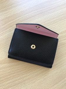 itsu три складывать кошелек Mini кошелек меньше compact женский мужской кожа натуральная кожа карта inserting популярный бренд подарок ( черный × розовый )