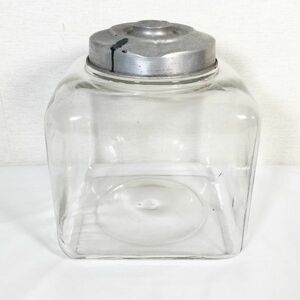 駄菓子瓶 昭和レトロ アンティーク キューブ型 お菓子入れ ガラス瓶 四角