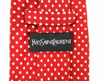 イヴ・サンローラン ドット柄 水玉 高級 高級 シルク イタリア製 ネクタイ メンズ オレンジ YVES SAINT LAURENT_画像3