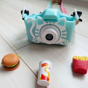子供カメラ キッズカメラ 子供デジタルカメラ SDカード付 誕生日プレゼント プレゼント ケース付 トイカメラ 48 グリーン