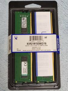 【Kingston】 KVR21N15D8K2/16 DDR4 PC4-17000 8GB×2枚組=合計16GB DDR4-2133 Micronチップ
