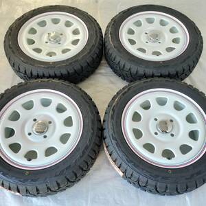 新品 デイトナ 14-5.0J＋42 4-100 ホワイト タイヤ付4本SET 155/65R14 トーヨー OPENCOUNTRY R/T 軽自動車用 NBOX エブリイ (W2426)