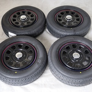 新品 デイトナ 12-4.0J＋42 4-100 ブラック タイヤ付4本SET 145/80R12 80/78N ブリヂストン K370 軽トラ 軽バン (W2397-1)