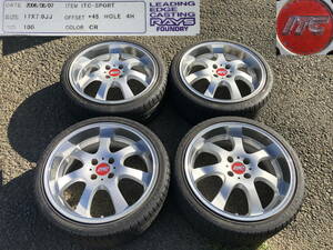 RAYS ITC-SPORT 17-7J＋45 4H-100 ATR-K 195/40R17 アクア ヴィッツ フィット マーチ スイフト デミオ