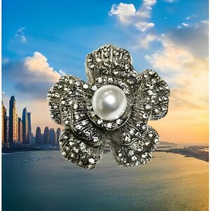 S2481[ flower ] one bead pearl flower 2WAY pendant top . brooch 