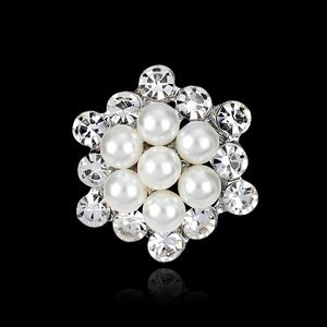 S2831 pearl flower core flower Mini brooch / silver 