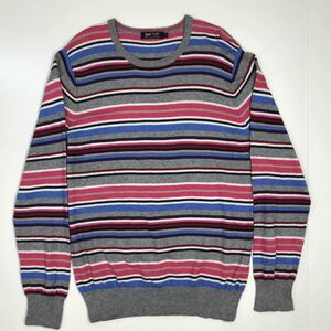 BEAMS HEART Beams Heart knitted sweater thin sweater border pattern men's L size 39-140a
