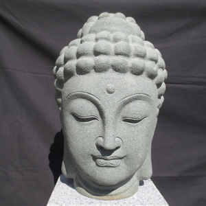仏頭 仏像 石 みかげ石 オブジェ 置物 仏教 御影石 高さ約30cm、重量約1