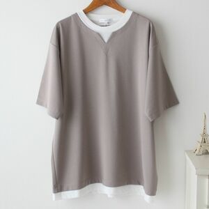 【Lサイズ】新品タケオキクチ THE SHOP TK ポンチキーネック 半袖Tシャツ メンズ ベージュ