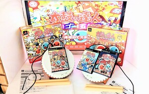 動作確認・清掃済み★太鼓の達人 PS2 専用コントローラー「タタコン」２台と「ソフト」3本まとめてセット ※人気アニメ・J-POP曲多数