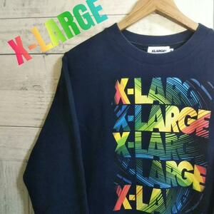 美品 XLARGE エクストララージ ネオンカラー ビッグロゴ スウェット ネオンカラー ストリートスタイル 