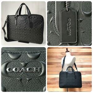 [ unused goods ][ overflow feeling of luxury ] COACH Coach signature Graham slim briefcase original leather business bag 