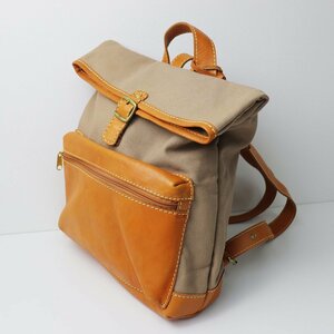 fesfes canvas × leather rucksack / Brown backpack [2400013510615]