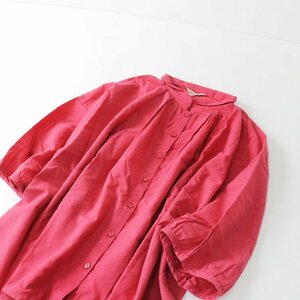 未使用 サマンサモスモス Samansa Mos2 SM2 丸襟ギャザーシャツ F/ピンク トップス【2400013519588】