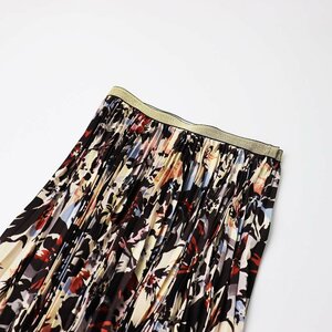 2021SS Lois Crayon Lois CRAYON flower print pleated skirt M/ blue brown group flair long [2400013532570]