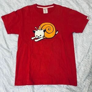 CUNE キューン Tシャツ 赤 レッド 半袖 ESCARGOT エスカルゴ 中古 古着 Sサイズ ネコ 猫