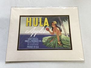  現地購入 ハワイ HULA フラアップル ポスター マット台紙貼り付け品 額装 雑貨 サインボード サーフィン フラ