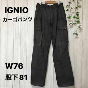 IGNIO イグニオ　ゴルフ　 ストライプ　カーゴパンツ メンズカーゴパンツ ヴィンテージ　ウエスト76 グレー 