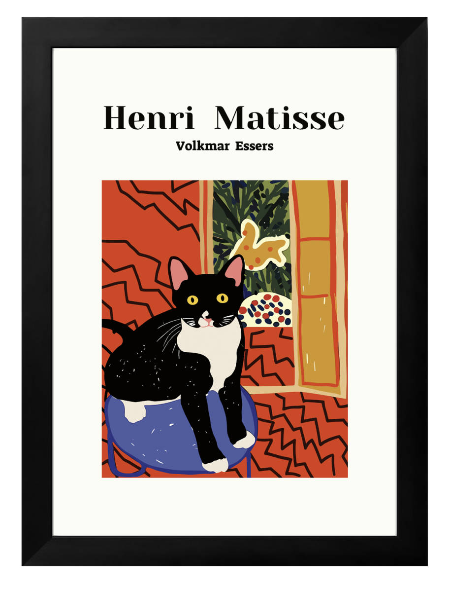 13949 ■ Free shipping!! Art poster painting A3 size Henri Matisse Cat Cat Hachiware illustration Nordic Matte paper, Housing, interior, others