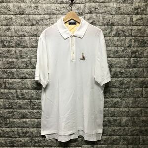 90s Burberry golf 半袖シャツ ポロシャツ ポロシャツメンズ 白ティ Tシャツ USA製 MADE IN USA ワンポイント 刺繍 黒タグ Mサイズ