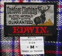 ☆概ね美品 秋 冬 EDWIN エドウィン メンズ 長袖 厚手 コットン チェック ネルシャツ Mサイズ ホワイト ブラック レッド等_画像7