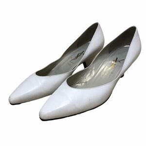 AK164 YVES SAINT LAURENTivu* sun rolan lady's pumps 35.5 approximately 22.5cm white leather 