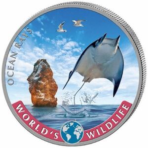 2023年コンゴ　Ocean Ray カラー銀貨&ノーマル銀貨　2枚セット