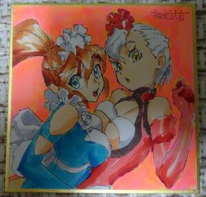 Art hand Auction Takeyoshi Nadeara Hand-drawn Illustration Autograph Mini Colored Paper Space Caiman PreCure Reproduction Original Art, comics, anime goods, sign, Hand-drawn painting