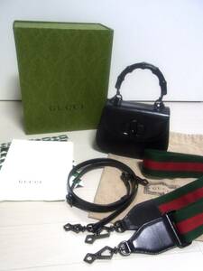  beautiful goods regular price 462,000 jpy GUCCI Gucci bamboo Mini top steering wheel bag * regular goods genuine article black black Mini bag 