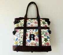 ●美品 RUCO LINE /イタリー製/花柄レザー*Rロゴ*トートバック/肩掛け/大容量/旅行鞄_画像2