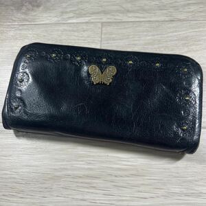 本物 アナスイ 長財布 黒色系 ANNA SUI B68