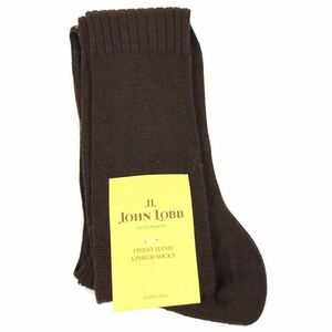 未使用品【ジョンロブ】本物 JOHN LOBB ソックス 靴下 カシミヤ×シルク サイズ11 シューサイズ8 茶 男性用 メンズ イタリア製 送料370円