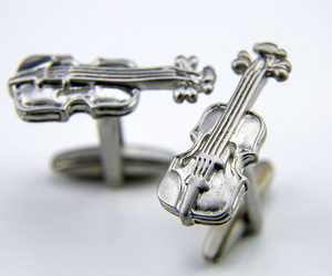 ★カフスボタン ONYX-ART LONDON CU2603 VIOLIN Cufflinks　哀愁漂うシルバーバイオリン・・・♬～