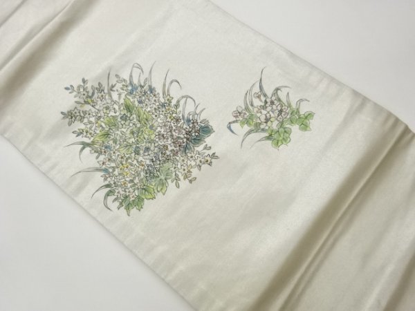 ys5470448; Patrón floral pintado a mano Nagoya obi [reciclado] [ponible], banda, Nagoya Obi, Confeccionado