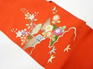 Art hand Auction ys5893295; Shiose goldfarbene handbemalte Wolke mit Chrysantheme, Tachibana, und Bambusmuster Nagoya Obi [recycelt] [getragen], Band, Nagoya-Obi, Maßgeschneidert